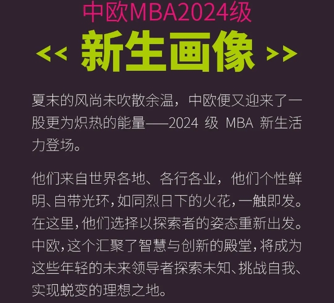 中歐MBA 2024級(jí)新生畫像 | 開啟“新紀(jì)”穿越